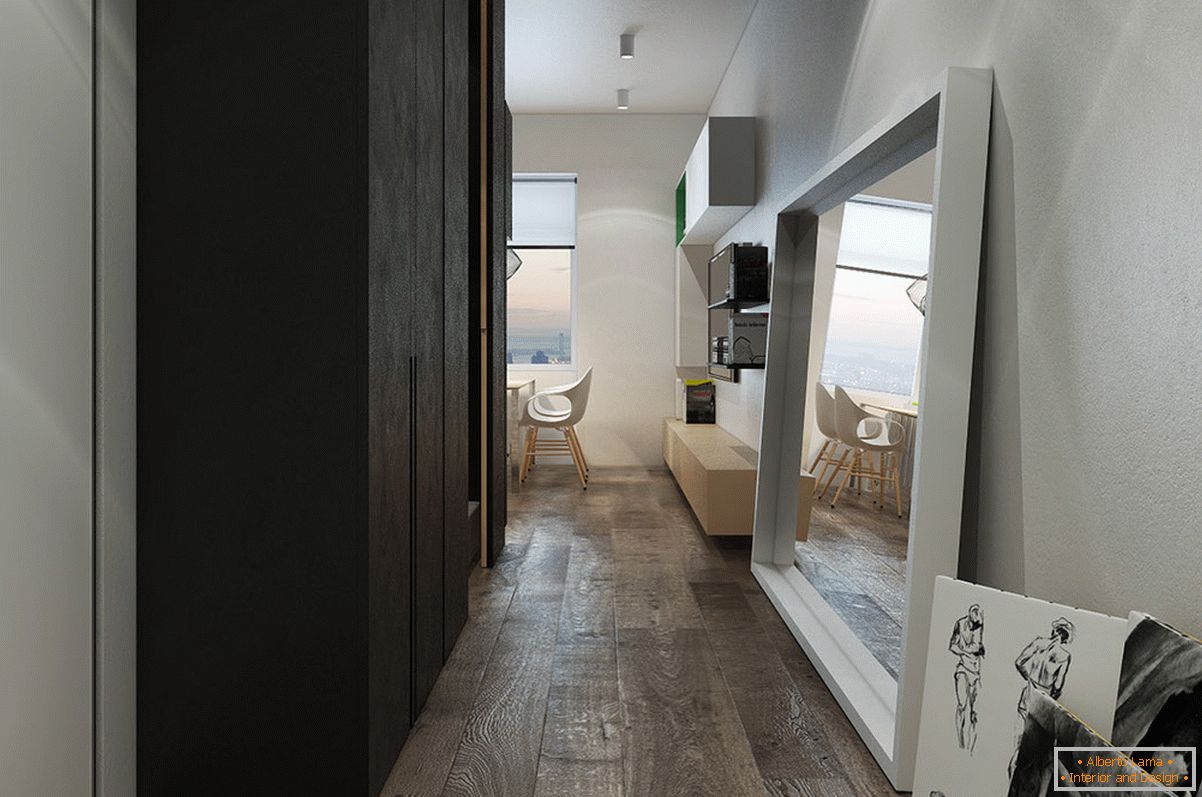 Designový koridor pro malý byt ve stylu podkroví