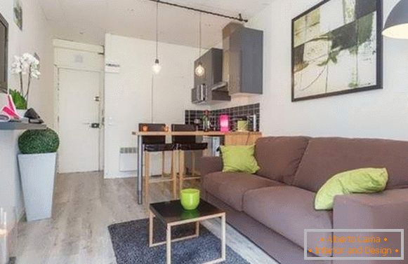 Design studio studio 40 m2 - vnitřní kuchyně chodba obývací pokoj