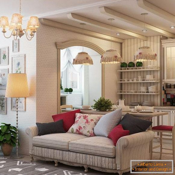 Jeden pokoj studio - interiérový design ve stylu Provence