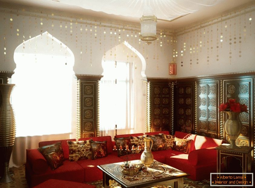 Vnitřní dekorace ve stylu indického interiéru