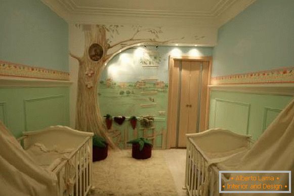 interiér dětské místnosti se dvěma lůžky, foto 49