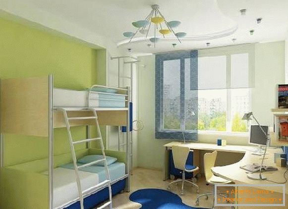 interiér dětského pokoje s patrovou postelí, foto 50
