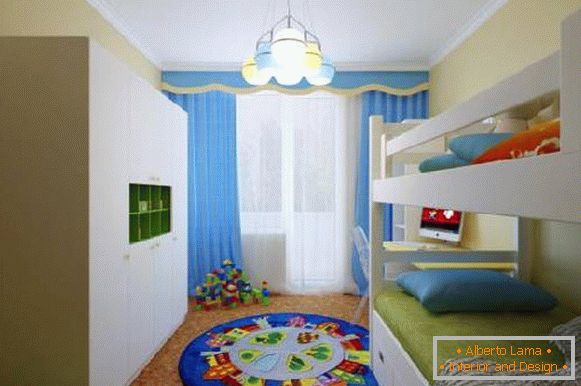 interiér malého dětského pokoje pro dvě děti, foto 53