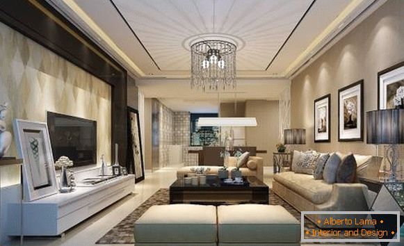 Moderní obývací pokoj ve stylu luxusu