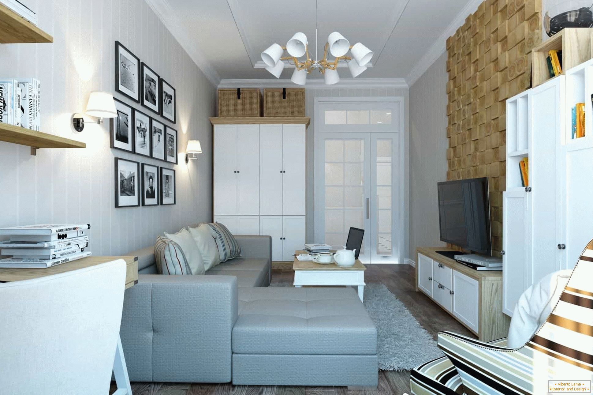 Pás v čalounění nábytku v designu obývacího pokoje