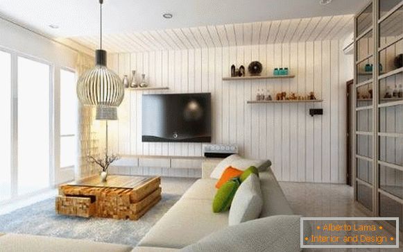 Design ve stylu high-tech - fotografie malého obývacího pokoje