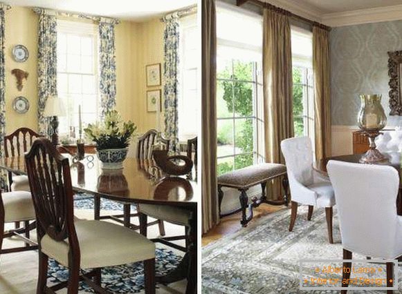 Kombinace tapety a záclon s vzory v interiéru