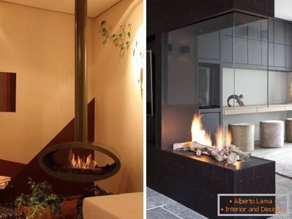 Plynový krb v bytě - foto interiérový design