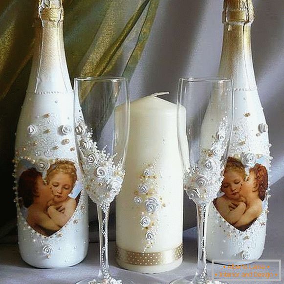 Decoupage lahví s vlastními rukama 8. března nebo svatbou