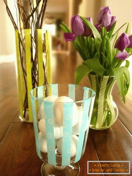 Pruhované vázy s vlastními rukama