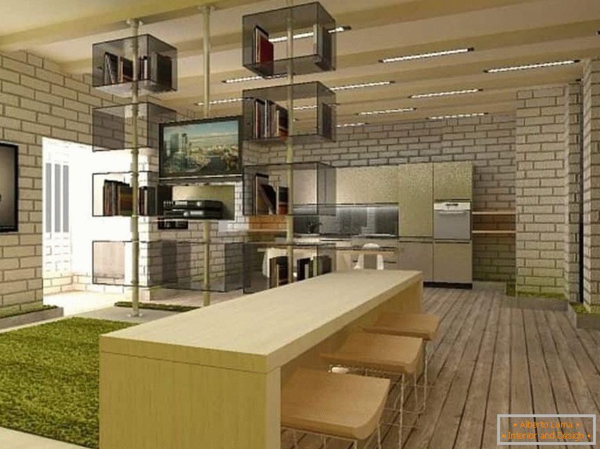 Kuchyně-obývací pokoj v ekologickém stylu