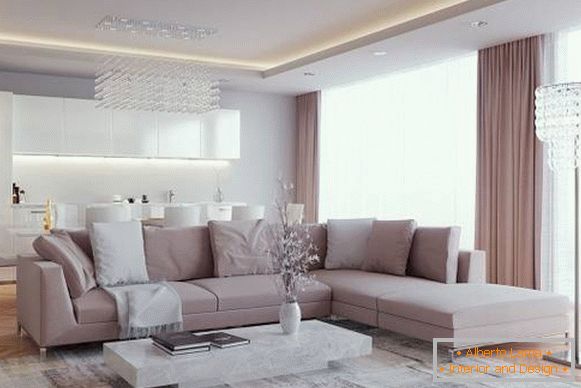 Krásný stropní design v obývacím pokoji - foto 2016 moderní nápady