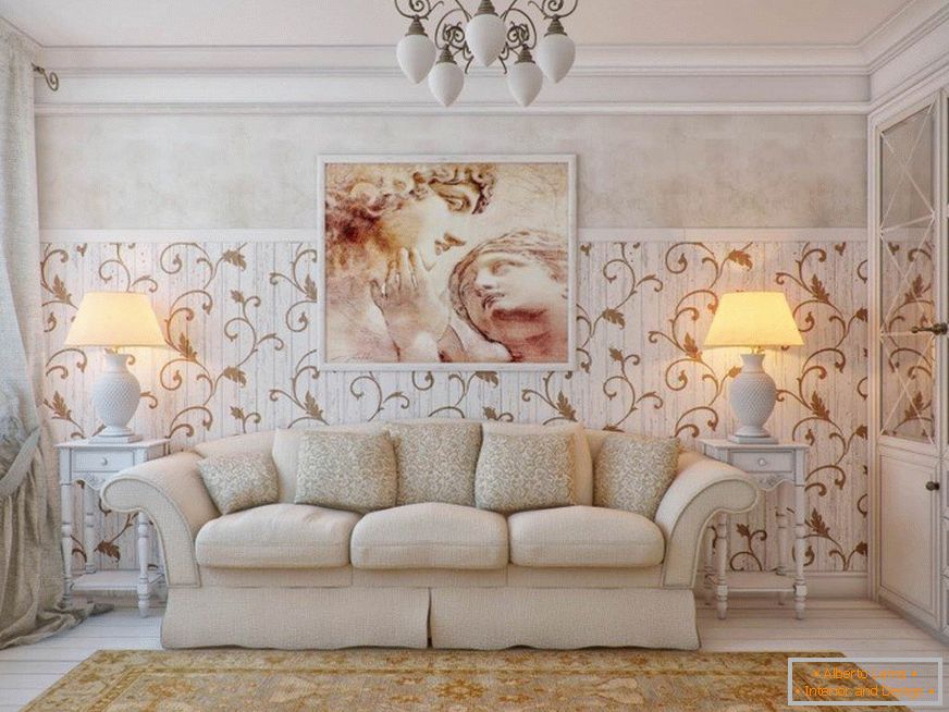 Obývací pokoj ve stylu Provence s obrazem