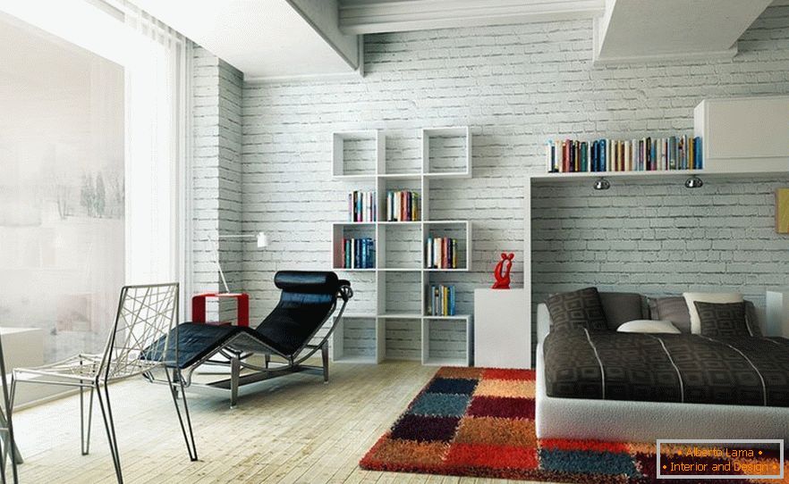 Regály pro knihy v obývacím pokoji