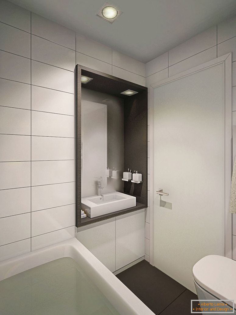 Interiér koupelny v bílé barvě