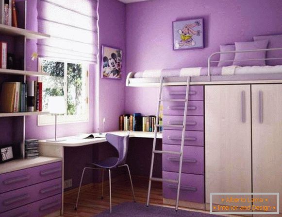 Návrh dětské místnosti v fialové