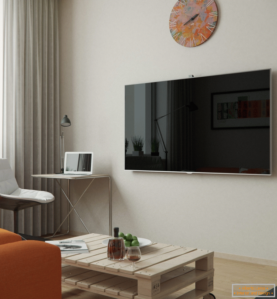 Příklad interiéru malého obývacího pokoje na fotografii