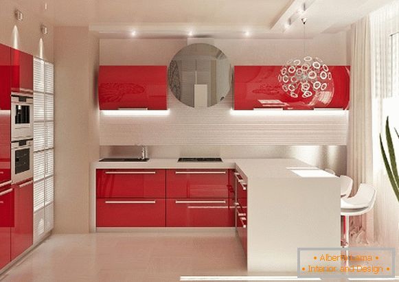 встроенная kuchyňský nábytek яркого цвета