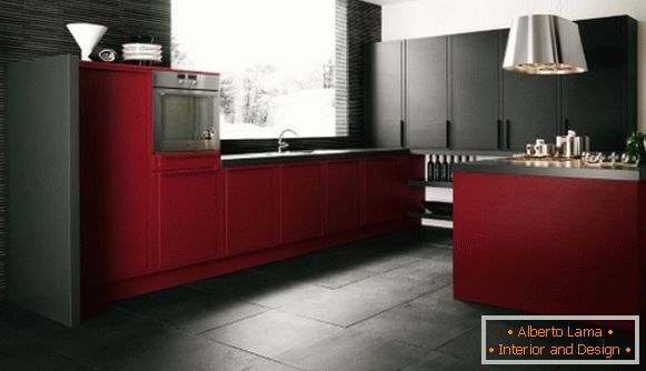 Červená černá kuchyně Foto 29