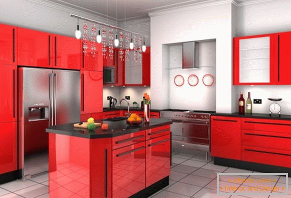 Červená černá kuchyňská designová fotografie 32