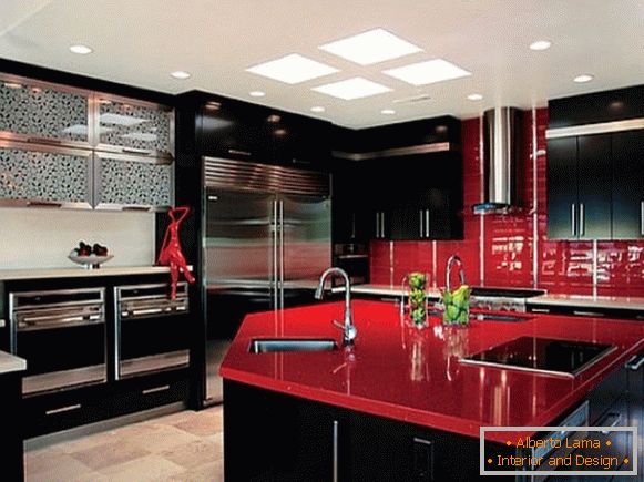 Červená černá kuchyňská designová fotografie 33