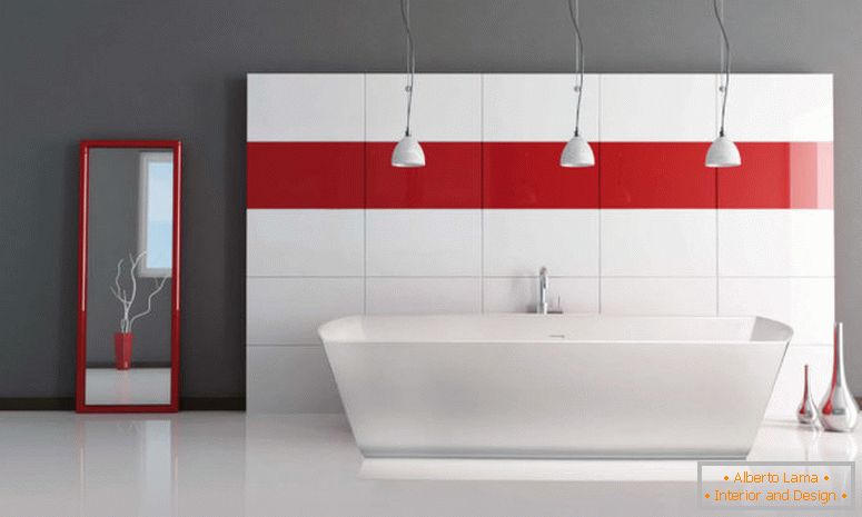 inspirace-koupelna-okouzlující-trojité-průmyslové-závěsné-světla-přes-volně stojící-vana-jak-dobře-jako-červený-pruhy-wall-decal-jako-zdobit-in-šedo-a- nápady-lákavé-červená-koupelna-pro