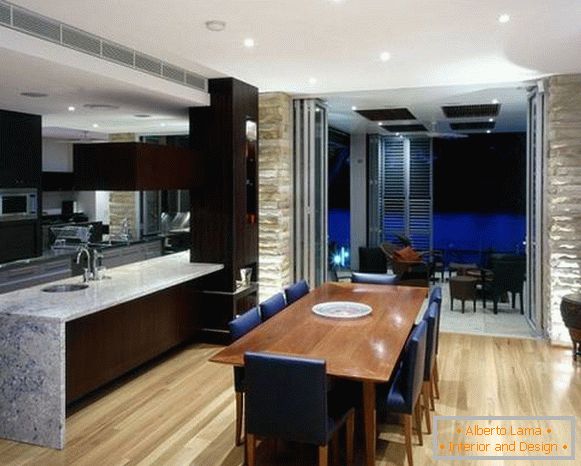 kuchyňský design obývacího pokoje v soukromém domě, foto 31