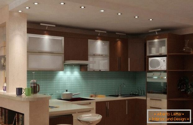 design moderní kuchyně obývacího pokoje