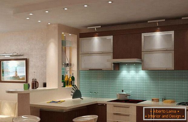 design moderní kuchyně obývacího pokoje