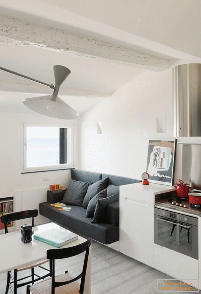 moderní design kuchyně v kombinaci s obývacím pokojem