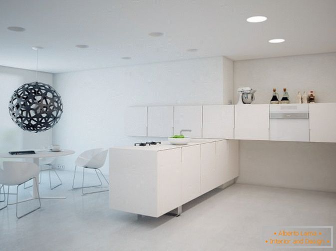 Kuchyňský apartmán v bílé barvě