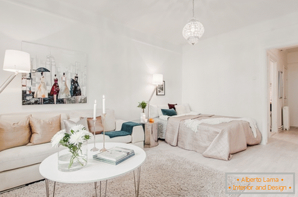 Interiér obývacího pokoje ve skandinávském stylu