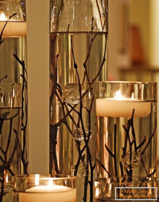 Plovoucí svíčky ve skle