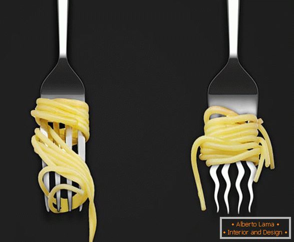 Vidlička se zakřivenými zuby pro špagety