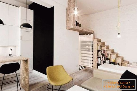Moderní designové studio apartmány v černém, bílém a hnědém tónu