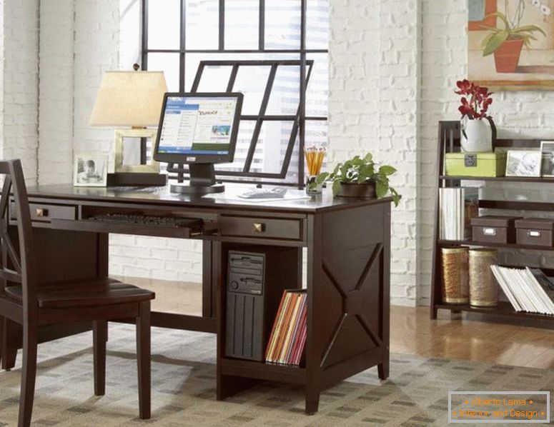 elegantní-domácí-kancelář-s-dřevěné-tmavé-stůl-a-židle-10-moderní-domácí-kancelář-design-nápady