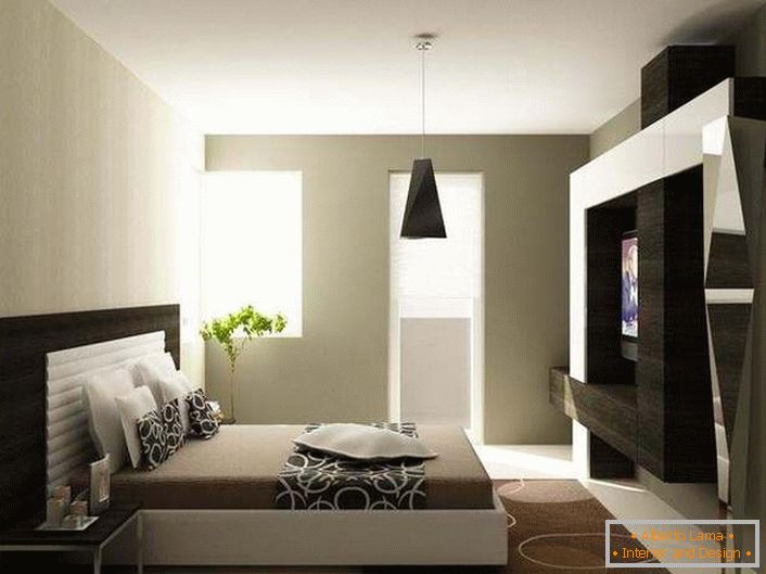 Ložnice v high-tech stylu mohou být také útulné a rodinné-teplé, hlavní věcí je vybrat správnou barvu.