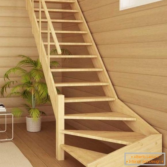 Dřevěné schody v soukromém domě - fotografie v moderním stylu