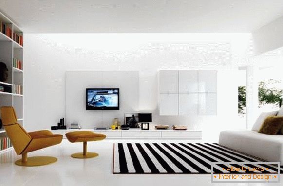 světlý a minimalistický obývací pokoj