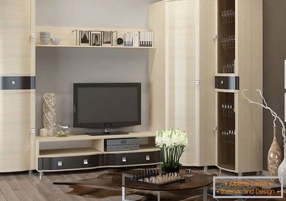 moderní modulární stěny v obývacím pokoji, foto 31
