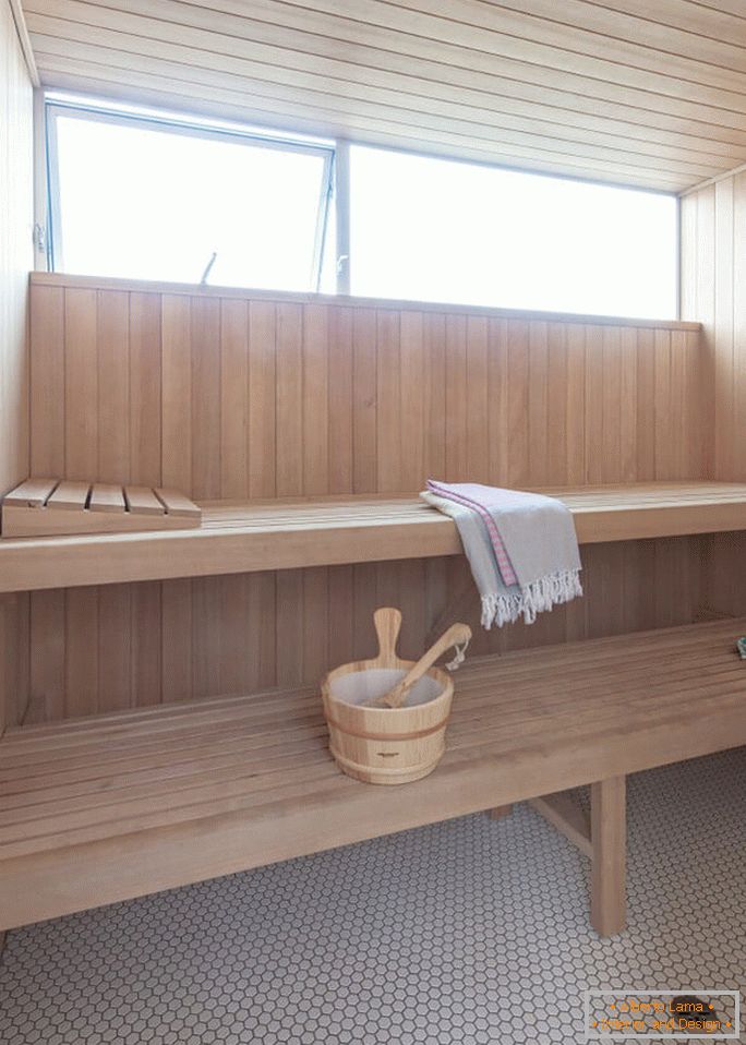 Interiér malé sauny