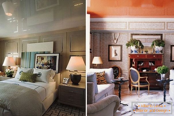 Stretch stropy v ložnici a obývacím pokoji