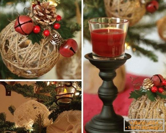 Vánoční koule z nití - fotografie ručně vyrobených předmětů