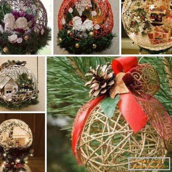 Vánoční koule s vlastními nitěmi - фото идей оформления