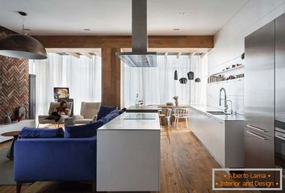 Moderní interiér kuchyně v obývacím pokoji v soukromém domě