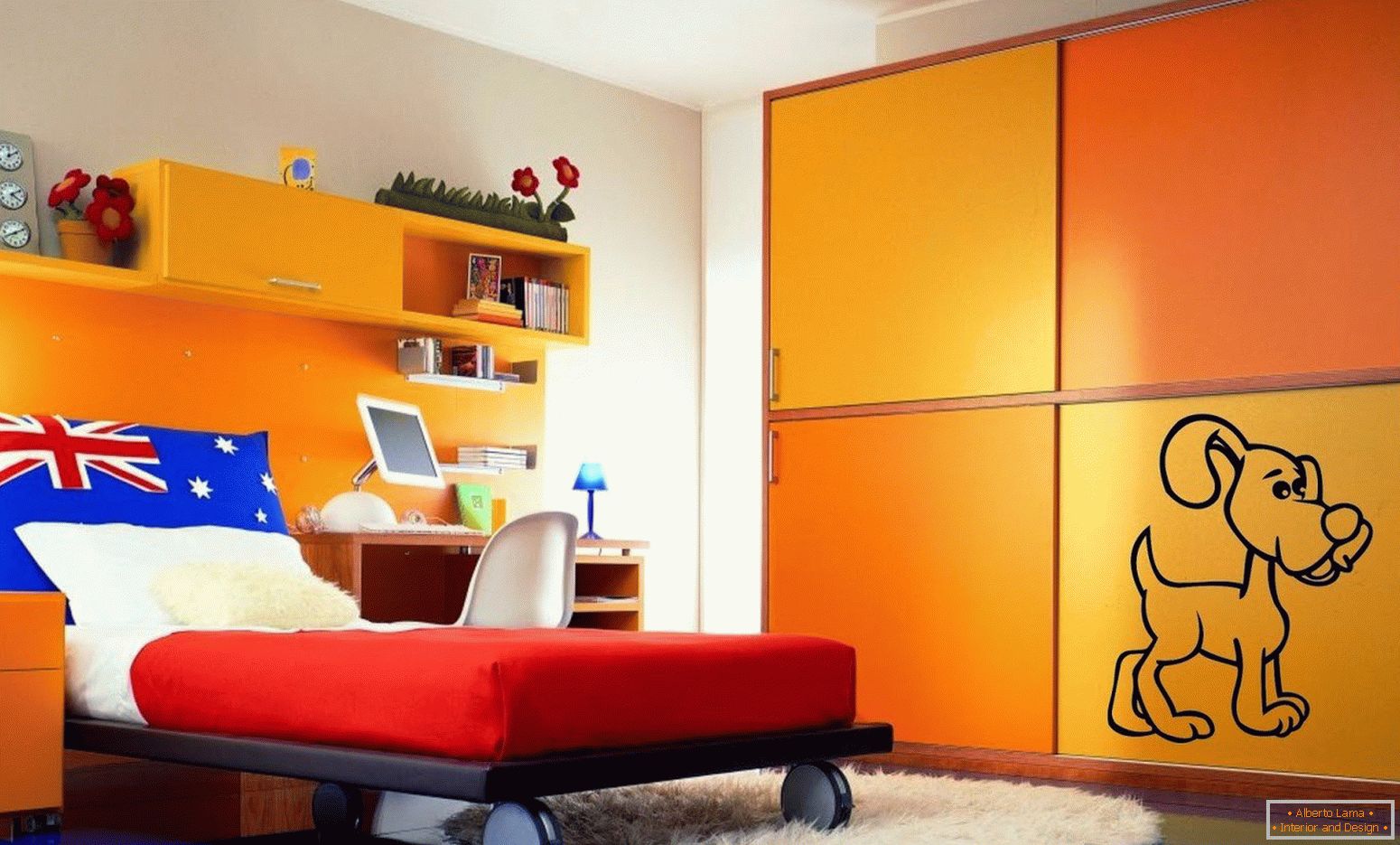 Nábytek v oranžové barvě