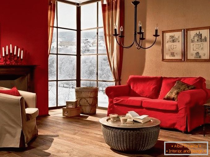 design obývacího pokoje s rohovým oknem