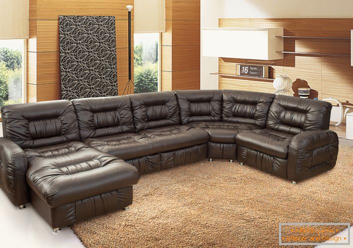 Luxusní návrhář koženého čalouněného nábytku pro prostorný obývací pokoj.