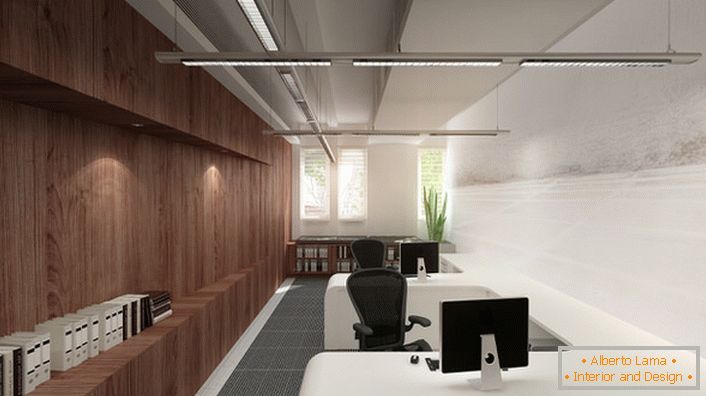 Pracovní plochy v kanceláři jsou osvětleny inteligentními LED diodami, které mohou podporovat zadané parametry.