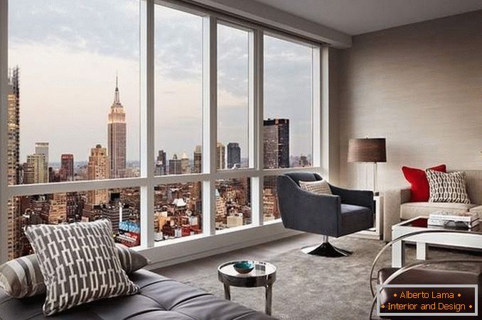 Apartmán s panoramatickými okny - fotografie s krásným výhledem na město